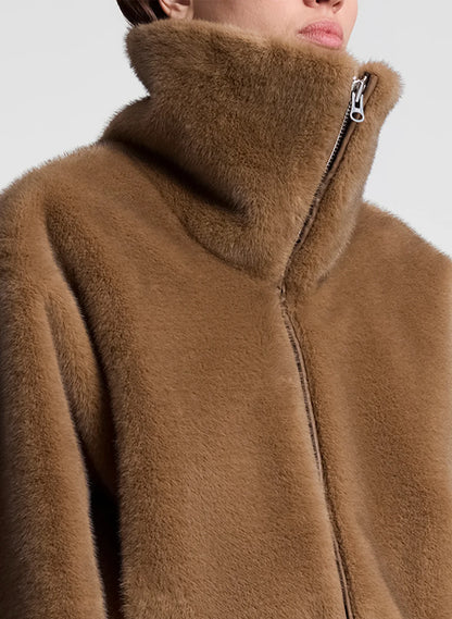 Hazel Faux Fur Jacket in Camel