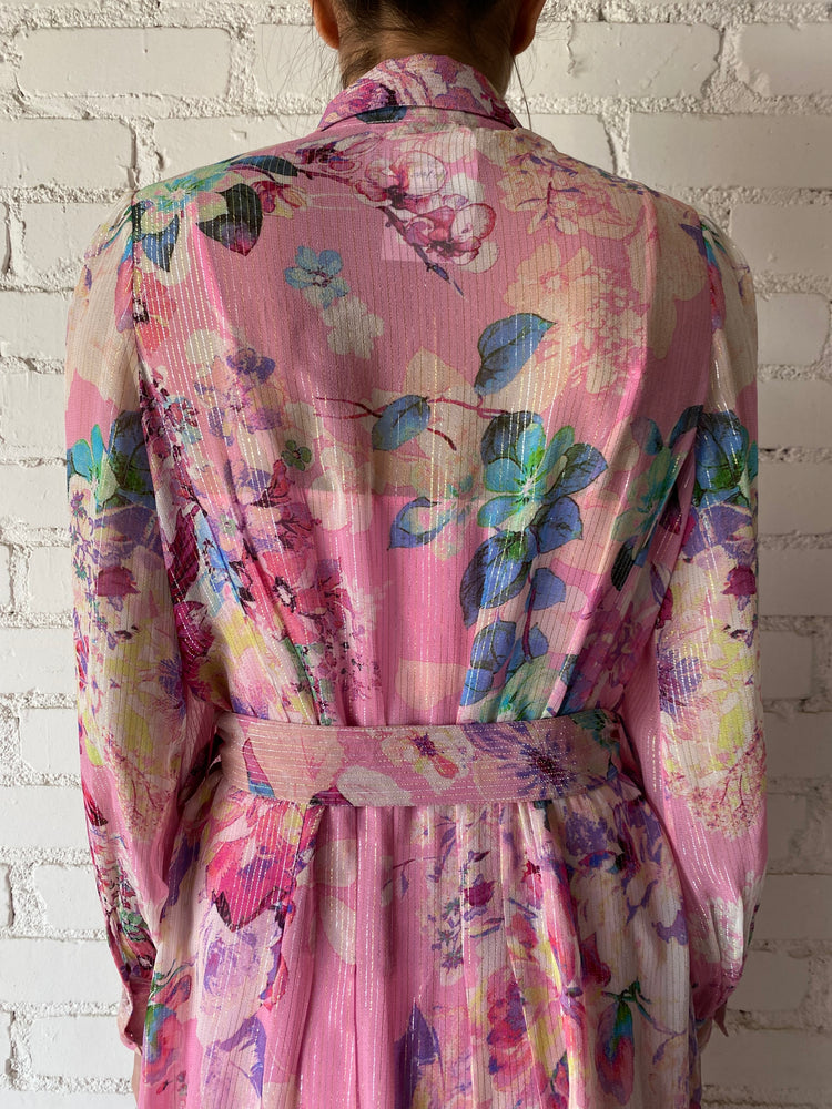 Long Shirt Dress in Pink Floral