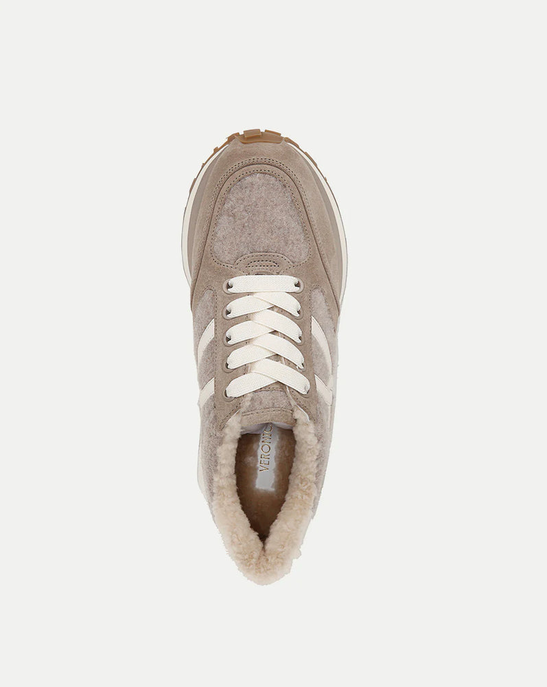 Valentina Shearling Sneaker in Cobblestone