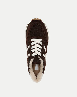 Valentina Shearling Sneaker in Espresso