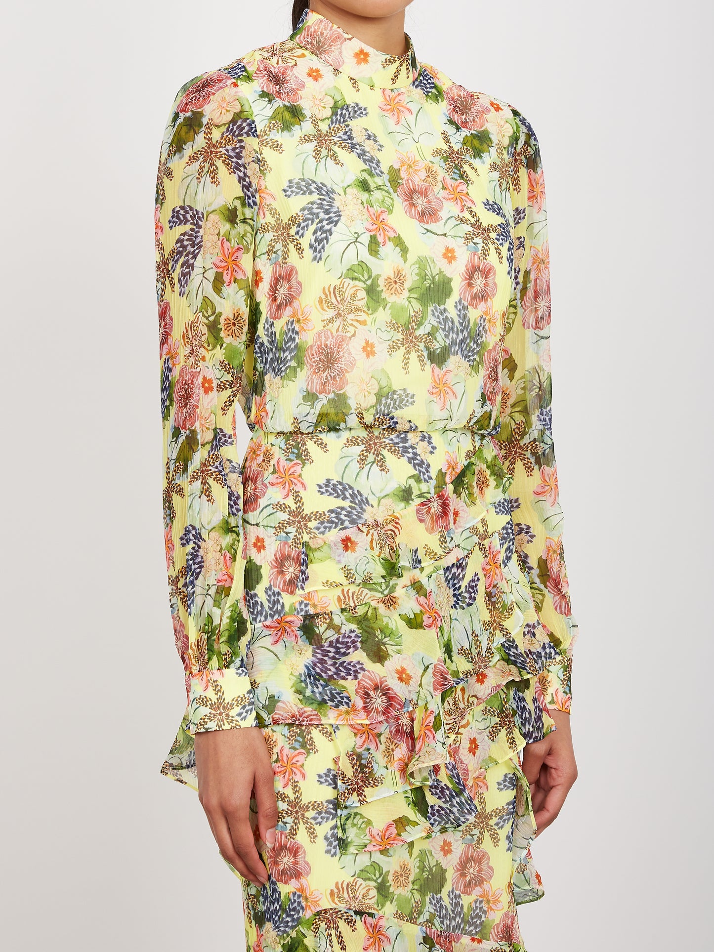 Isa Ruffle Dress in Plumeria Lemon