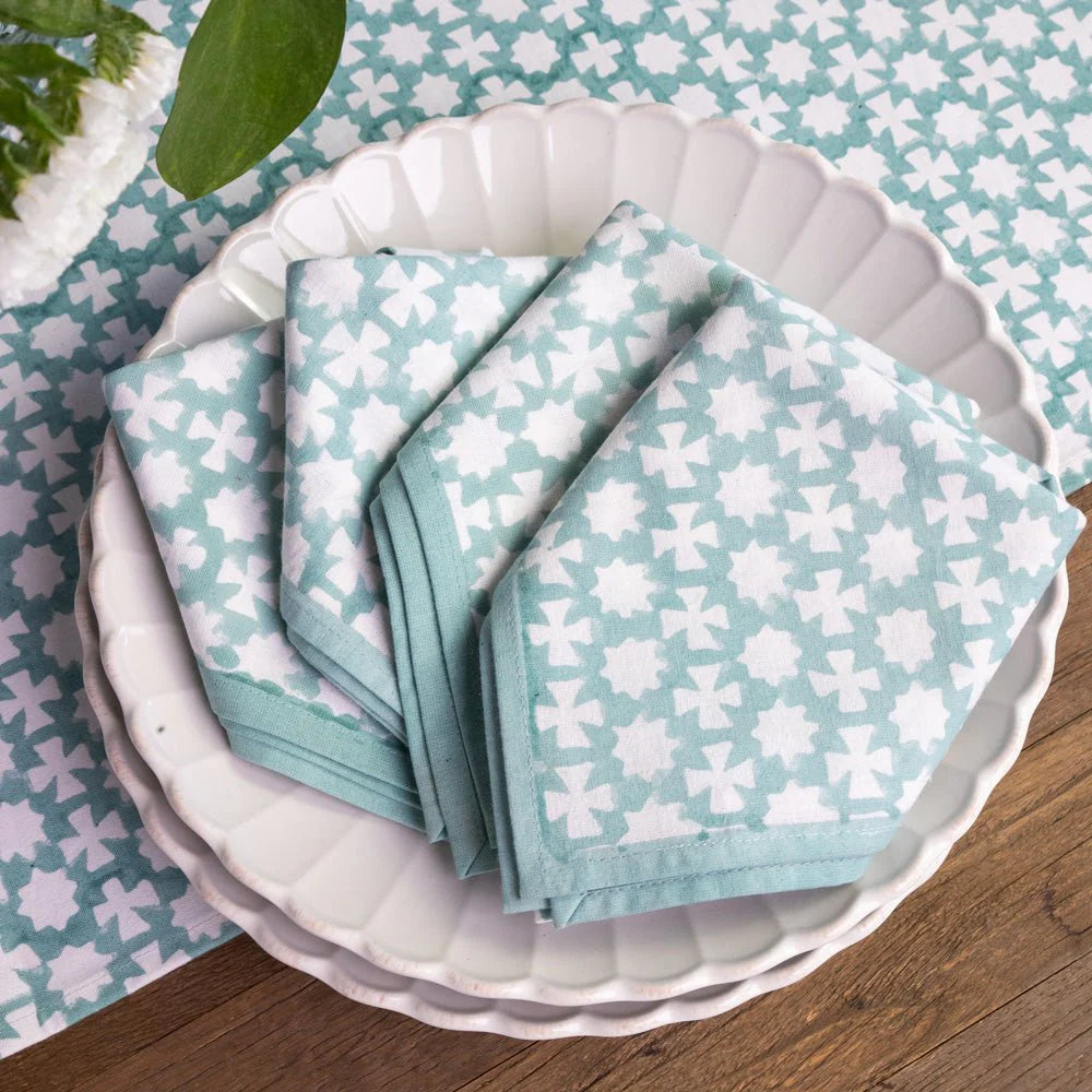 India Hicks Home Cuban Cross Palladian Blue Napkin | Set of 4