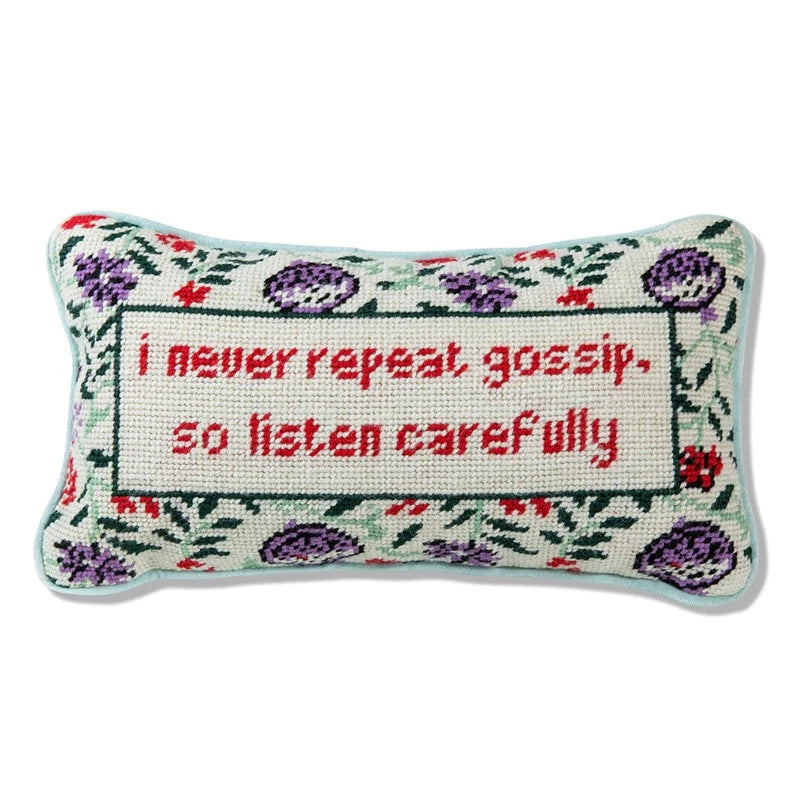 
            
                Load image into Gallery viewer, Gossip Needlepoint Pillow
            
        