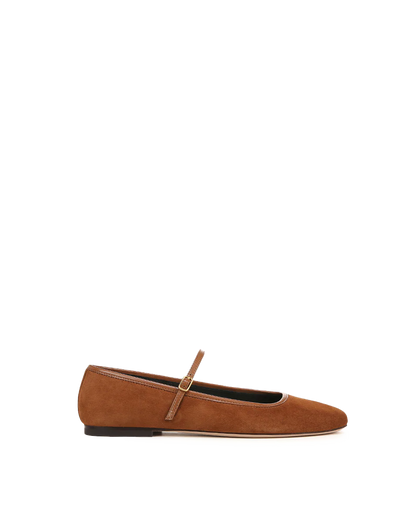 Ellie Suede Flat in Caramel