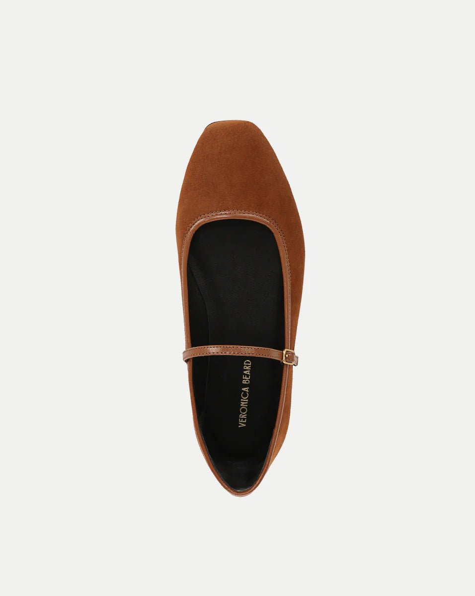 Ellie Suede Flat in Caramel