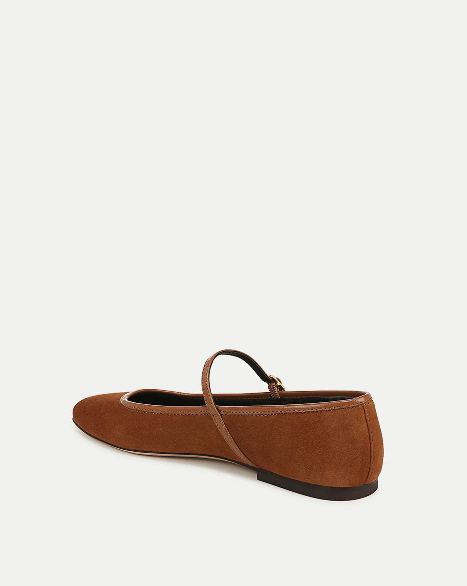 Ellie Suede Flat in Caramel