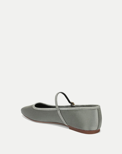 Ellie Satin Flat in Stone Army