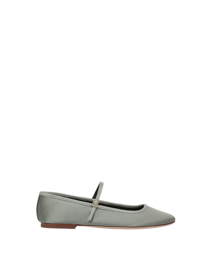 Ellie Satin Flat in Stone Army