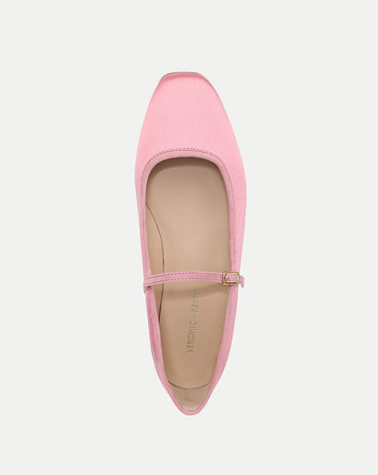 Ellie Satin Flat in Petal Pink