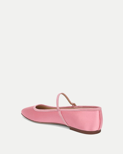 Ellie Satin Flat in Petal Pink