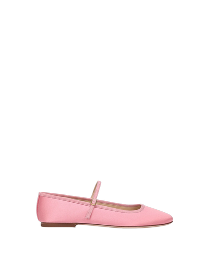 Ellie Satin Flat in Petal Pink