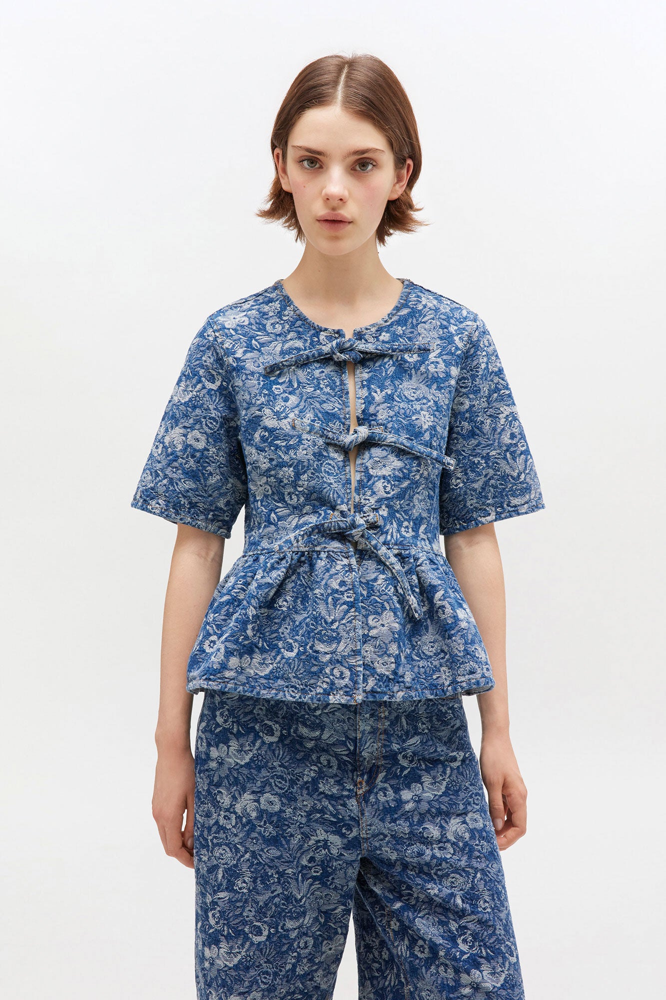 Blue Tapestry Peplum Blouse