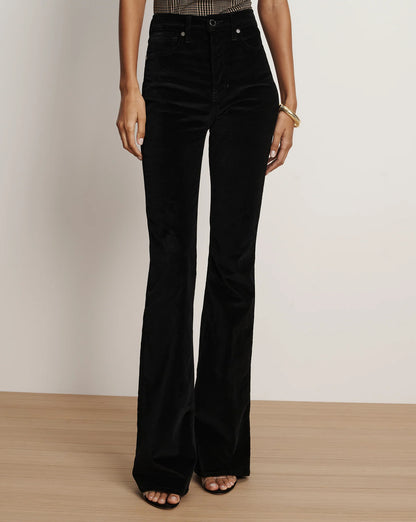 Beverly Velvet Skinny-Flare Pant in Black