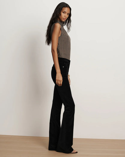 Beverly Velvet Skinny-Flare Pant in Black