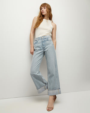 Taylor Cuffed Wide-Leg Jean in Airway Cloud