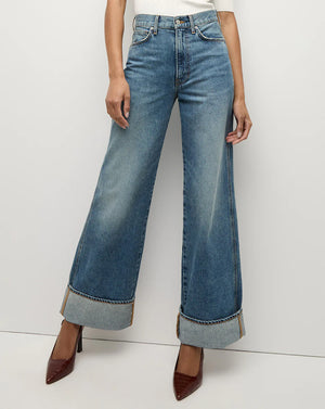 Taylor Cuffed Wide-Leg Jean in Rebel Stone