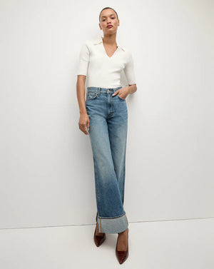 Taylor Cuffed Wide-Leg Jean in Rebel Stone