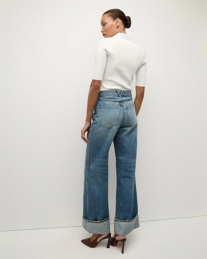 Taylor Cuffed Wide-Leg Jean in Rebel Stone