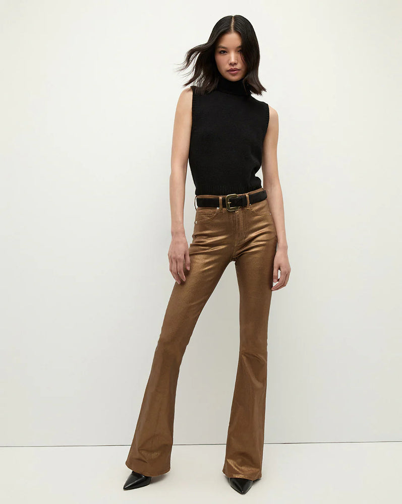 Beverly Metallic Skinny-Flare Jean in Antique Brass