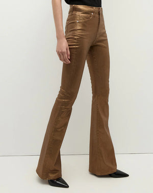 Beverly Metallic Skinny-Flare Jean in Antique Brass