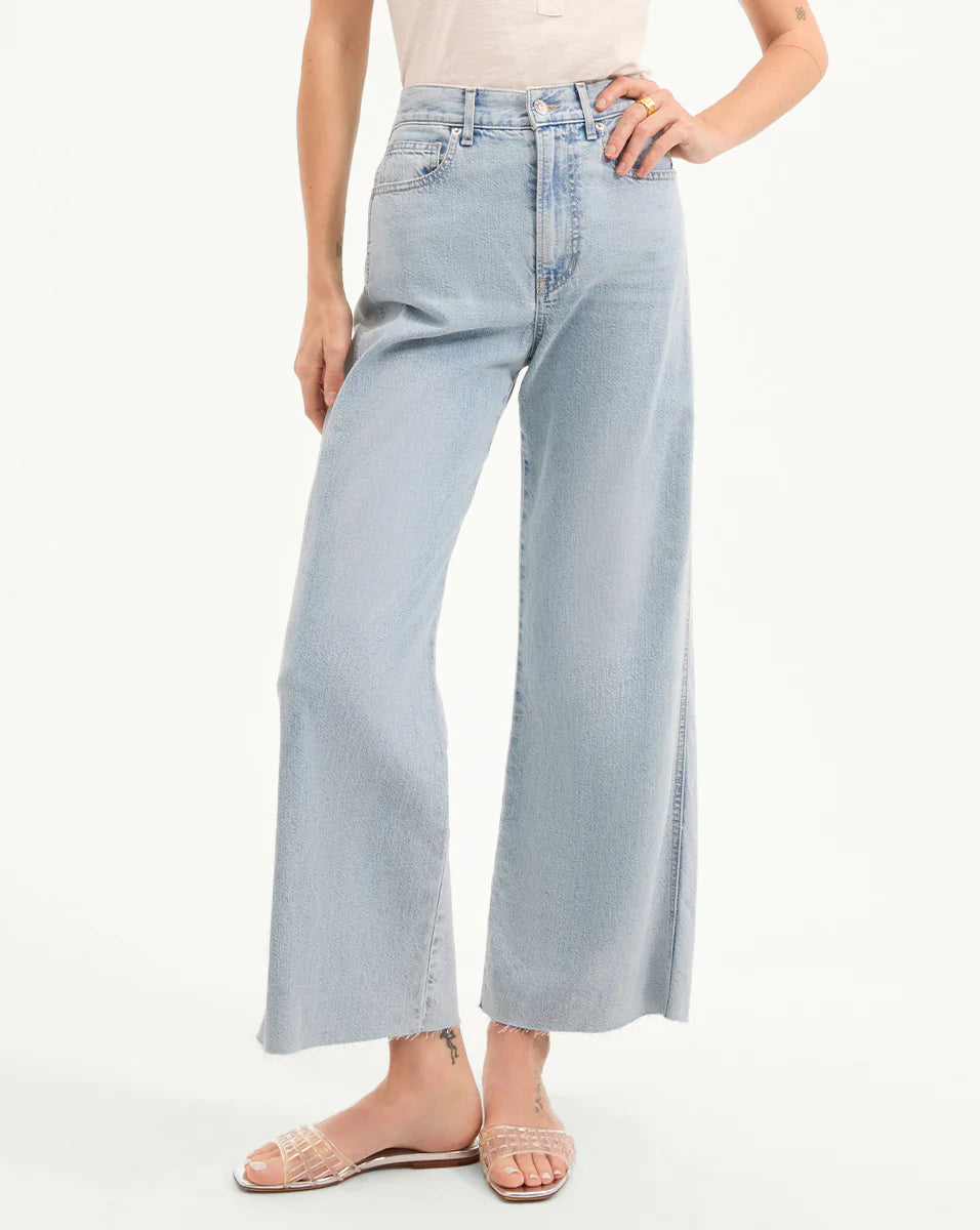Taylor Cropped Wide-Leg Jean in Pale Stone