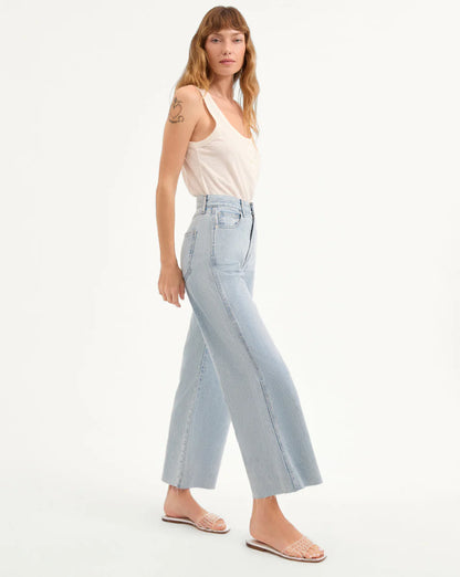 Taylor Cropped Wide-Leg Jean in Pale Stone