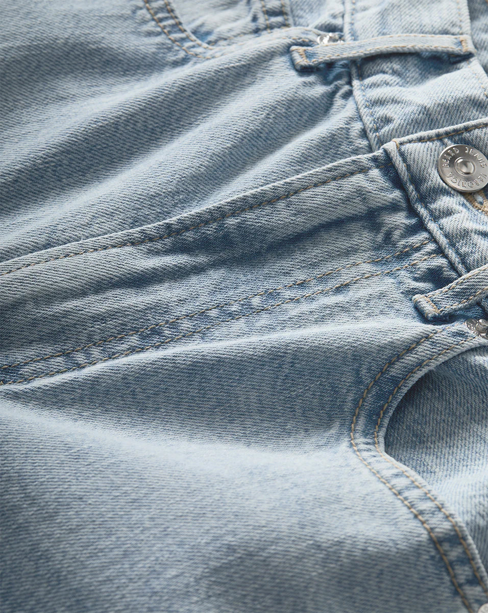 Taylor Cropped Wide-Leg Jean in Pale Stone