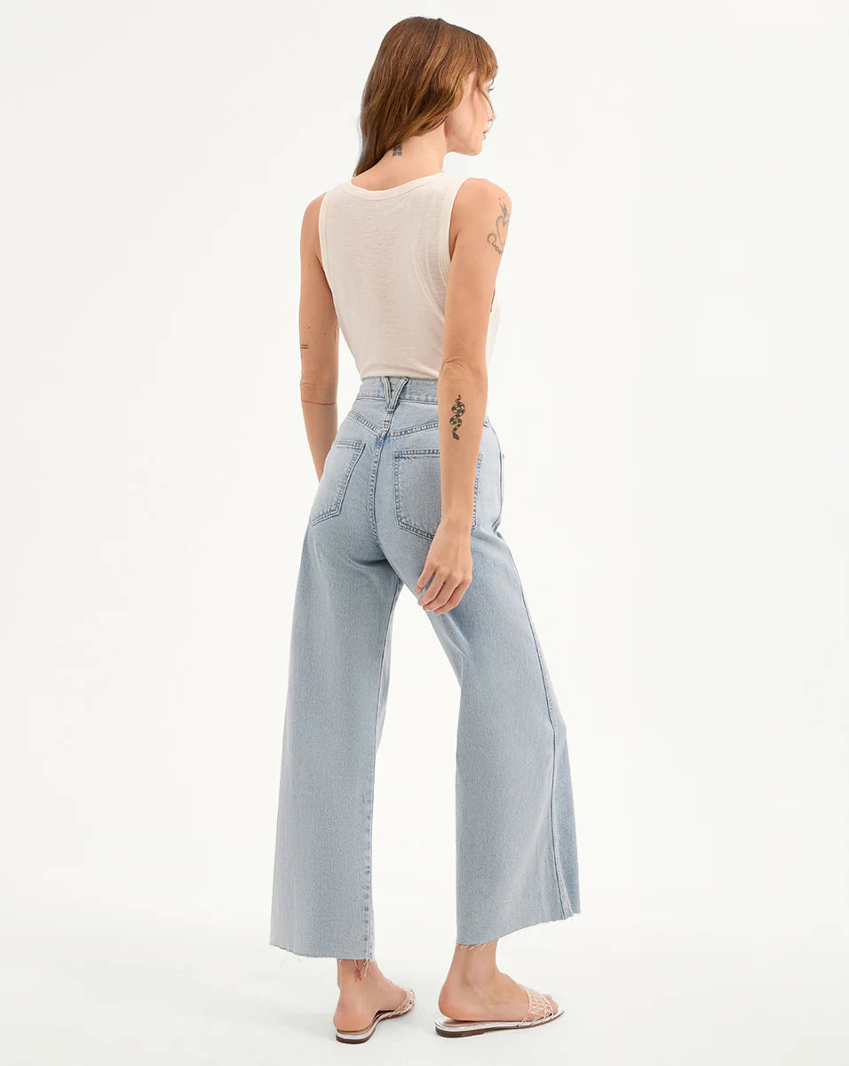 Taylor Cropped Wide-Leg Jean in Pale Stone