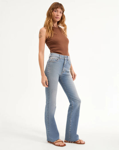 Cameron Raw Hem Bootcut Jean in Riviera Breeze