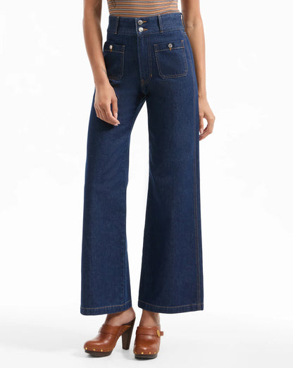 Taylor Patch-Pocket Wide-Leg Jean in Indigo Rinse