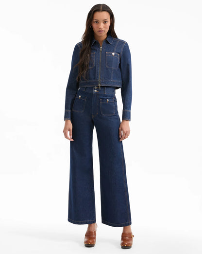 Taylor Patch-Pocket Wide-Leg Jean in Indigo Rinse