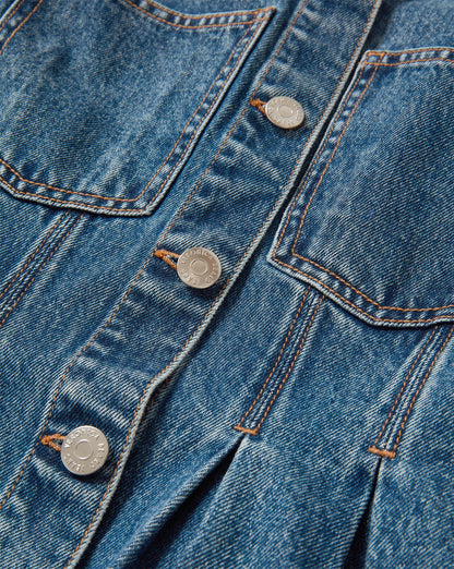 Zahara Peplum Denim Jacket in Time Warp