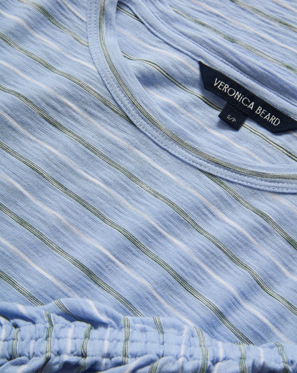 Waldorf Ruched-Sleeve T-Shirt in Ice Blue Multi