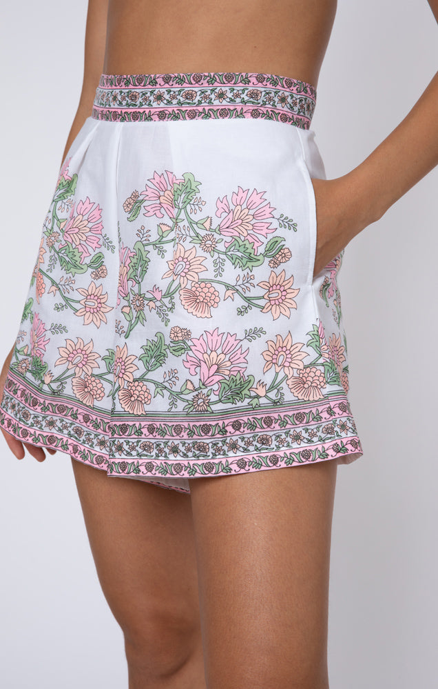 Rose Border City Shorts in Candy Pink