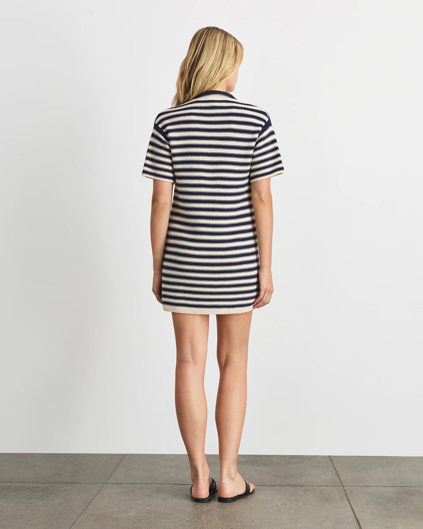 Joni Dress in Maritime Blue and Cream