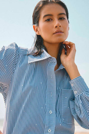 Jade Shirt in Embellished Croquet Stripe