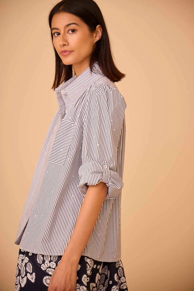 Jade Shirt in Embellished Croquet Stripe