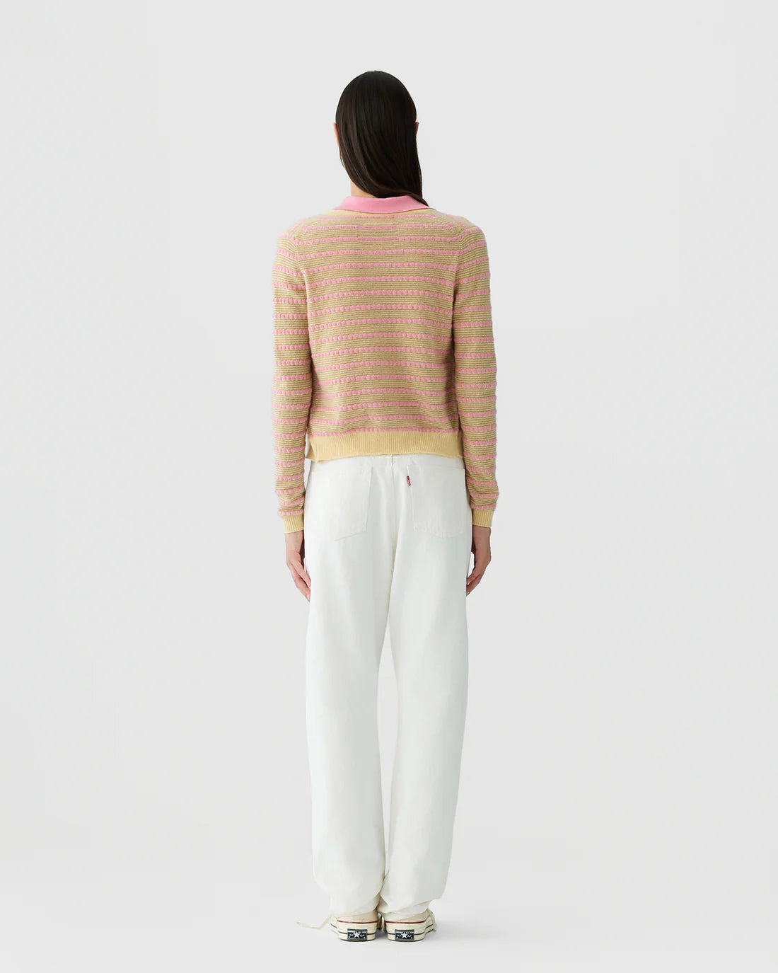 Stripe Jane Cardigan in Butter Combo