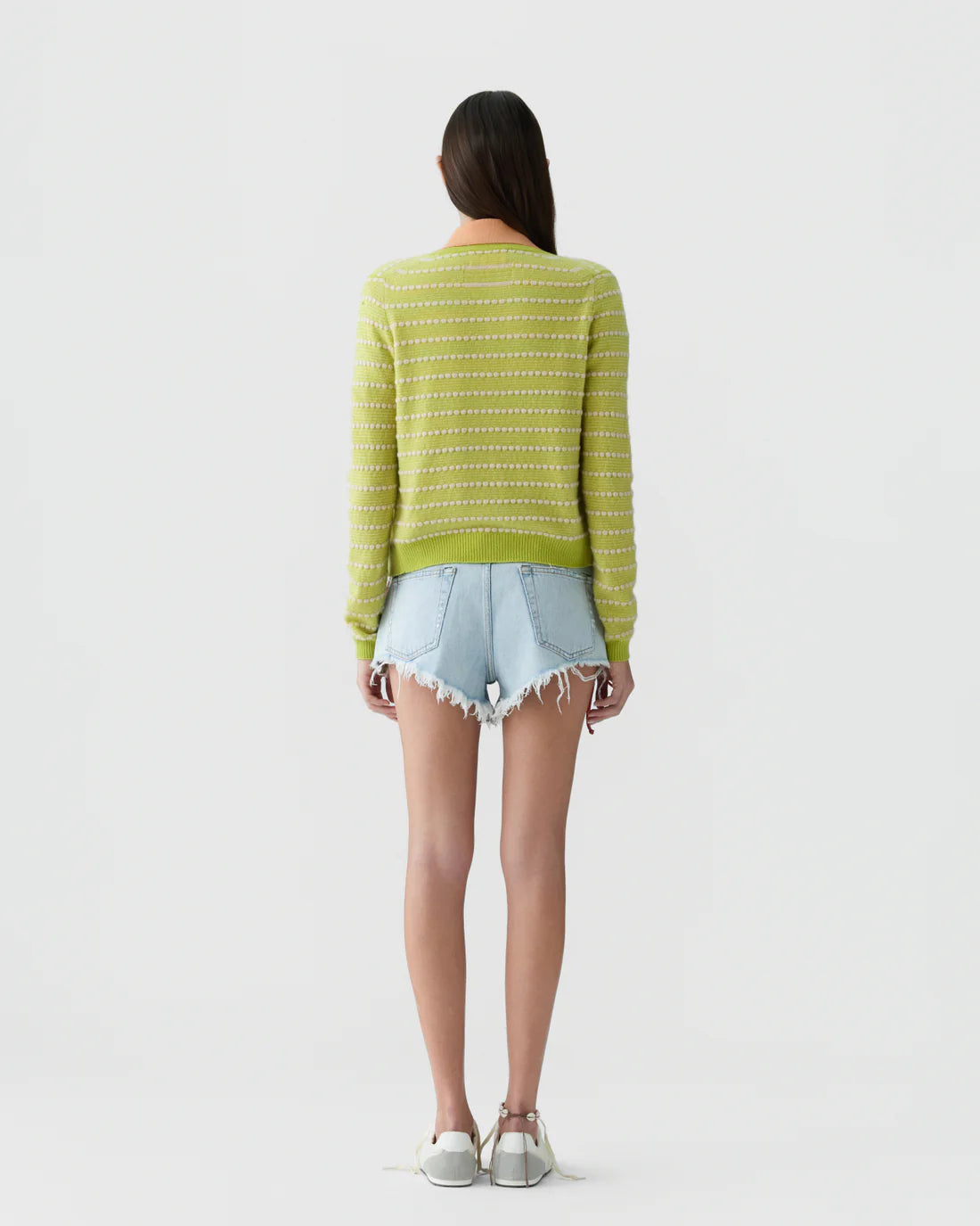 Pebble Stripe Jane Cardigan in Evoo Combo