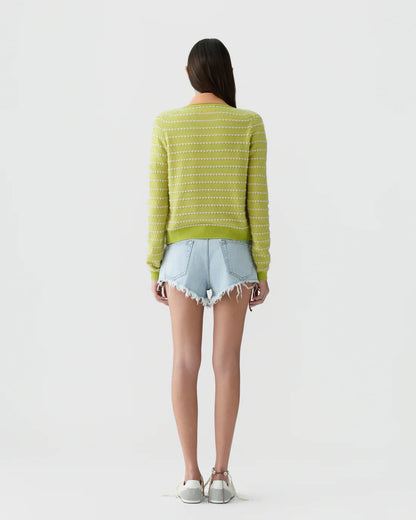 Pebble Stripe Jane Cardigan in Evoo Combo