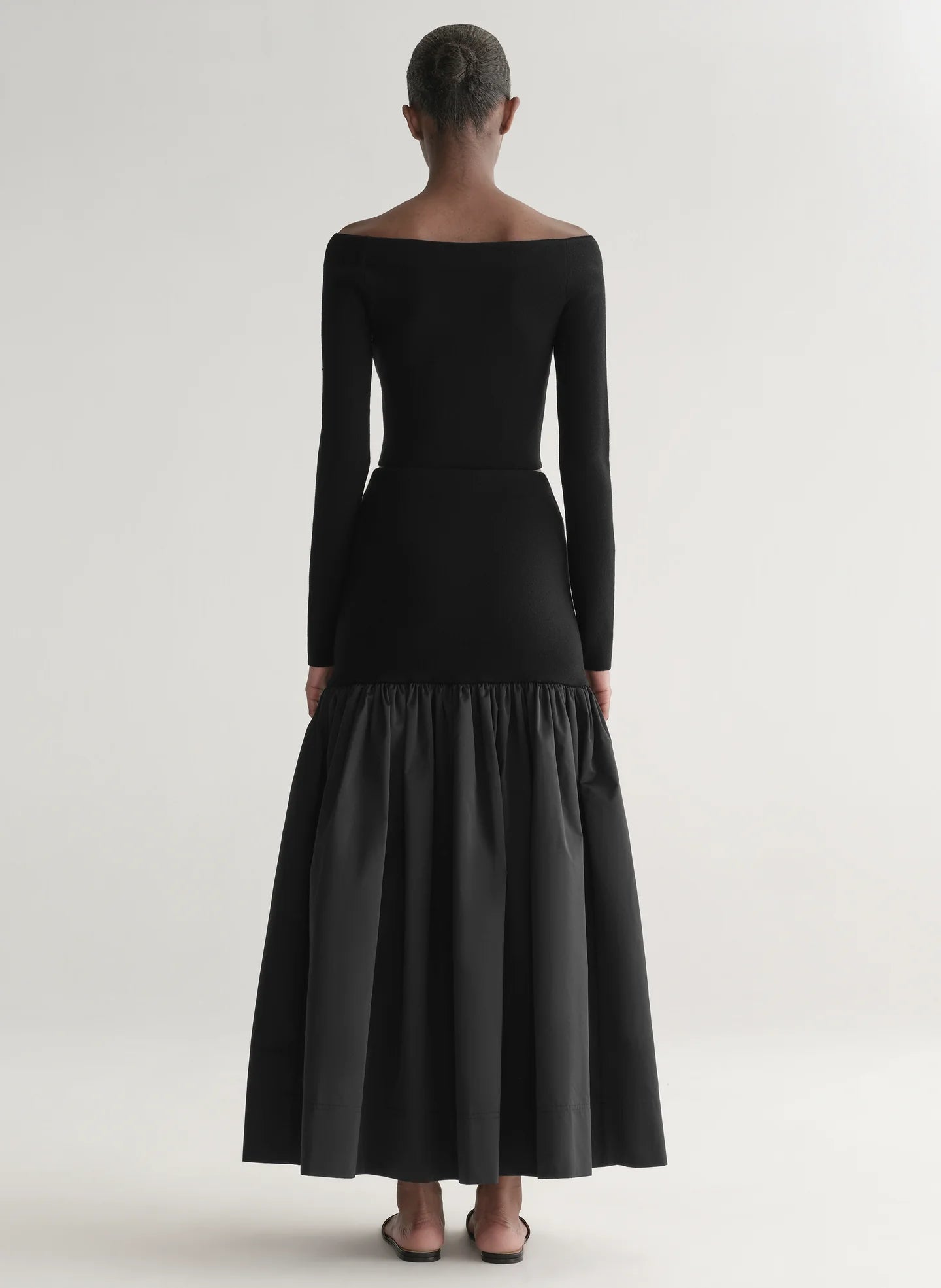 Jo Merino Off Shoulder Knit Top in Black