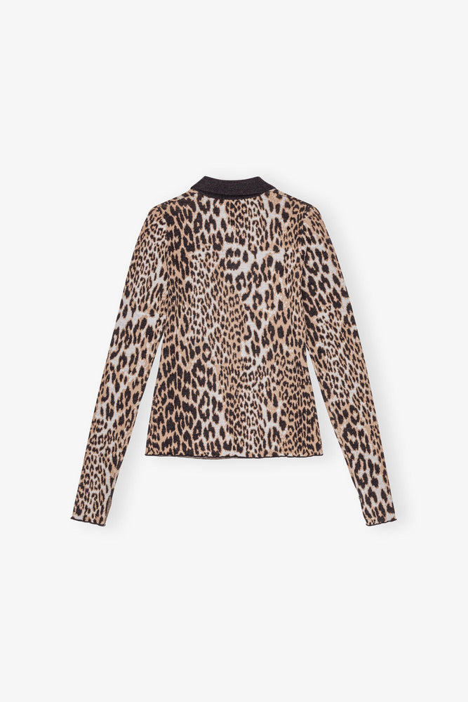 Leopard Knitted Polo Shirt