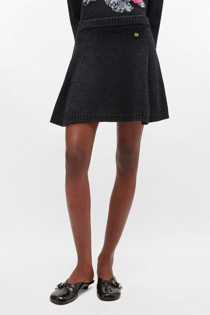 Dark Grey Wool Mini Skirt