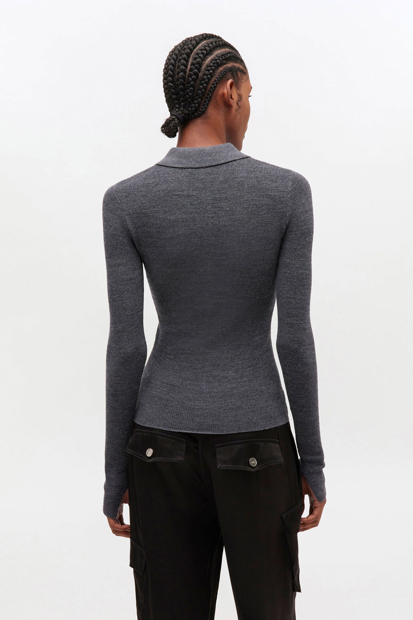 Dark Grey Knitted Polo Shirt