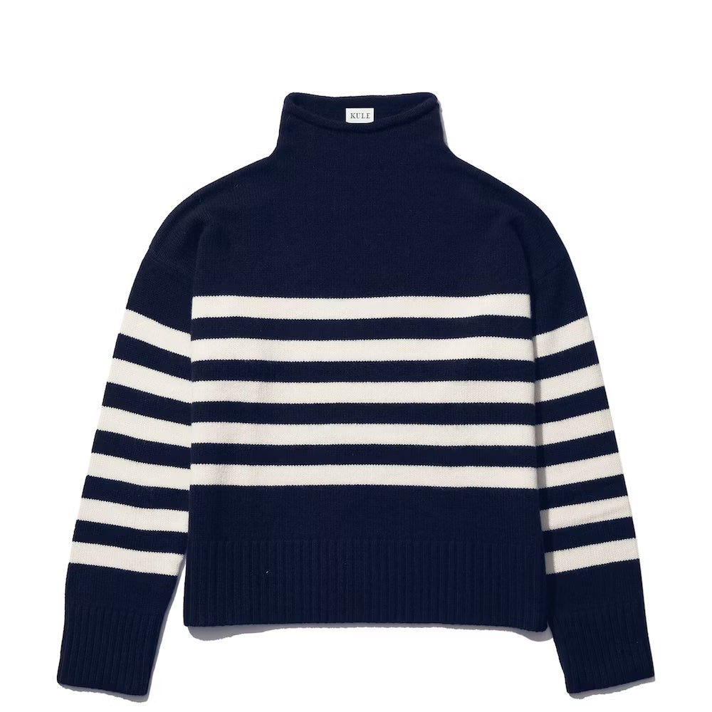 The Lucca Sweater in Navy/Cream