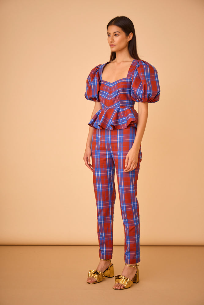 Carson Pant in Stretch Plaid