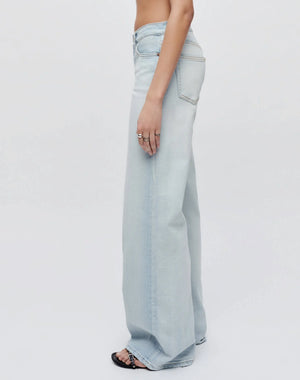 Comfort Stretch Mid Rise Wide Leg in Acqua