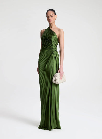 Lara Satin Pleated Gown