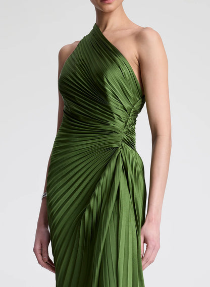 Lara Satin Pleated Gown