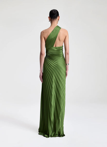 Lara Satin Pleated Gown